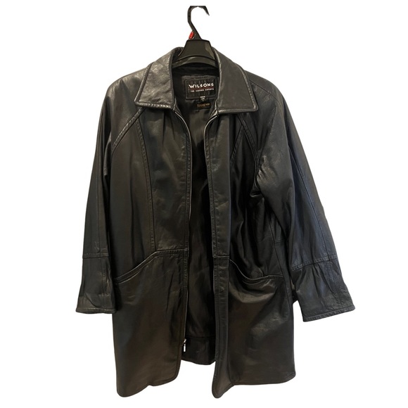 Vintage Wilsons Leather Short Trench Black Jacket